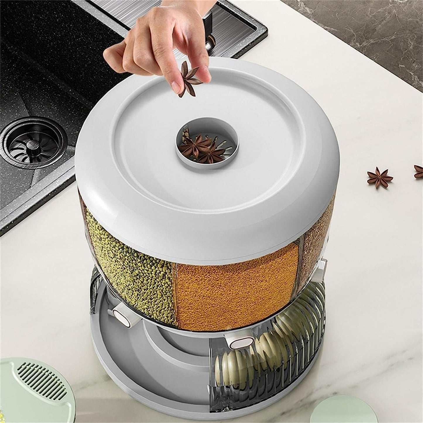 DISPENSADOR DE ALIMENTOS 2 EN 1