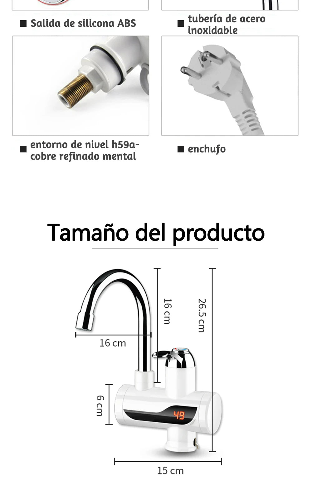 GRIFO CALENTADOR ELECTRICO PARA COCINA